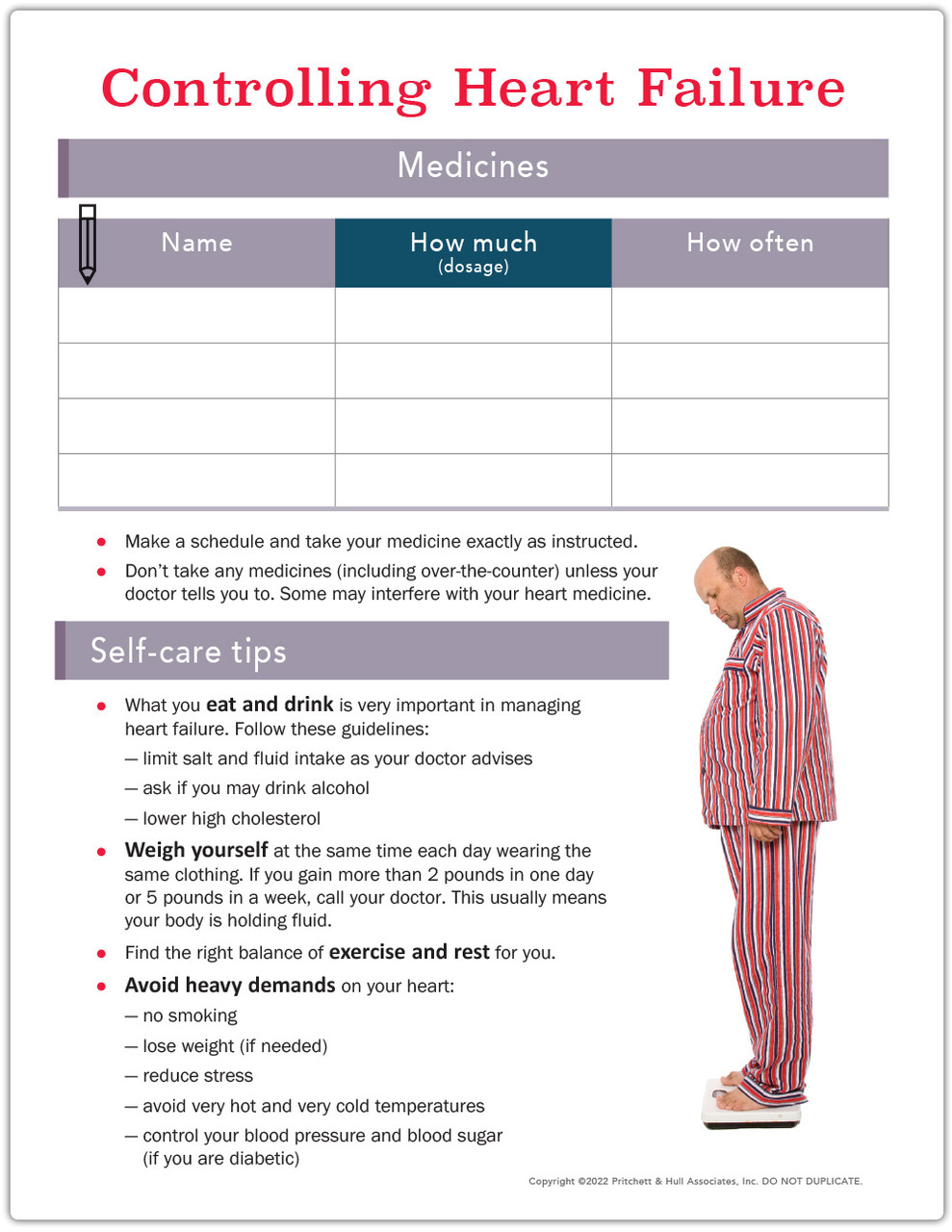 Heart Failure SelfCare Tearpad (50 sheets per pad) Pritchett and Hull