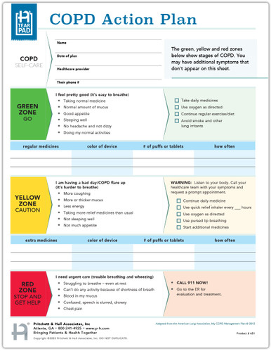 COPD Action Plan Tearpad (50 sheets per pad) (651) - front side