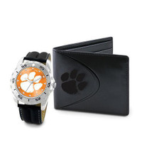 Clemson Tigers NCAA Mens Leather Watch and Wallet Gift Set