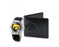 Iowa Hawkeyes NCAA Mens Leather Watch and Wallet Gift Set
