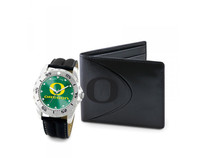 Oregon Ducks NCAA Mens Leather Watch and Wallet Gift Set