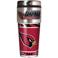 Arizona Cardinals 16oz Travel Tumbler with Metallic Wrap Logo