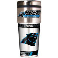 Carolina Panthers 16oz Travel Tumbler with Metallic Wrap Logo