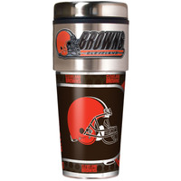 Cleveland Browns 16oz Travel Tumbler with Metallic Wrap Logo