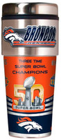 ***Denver Broncos 3-Time Super Bowl Champions 16oz Travel Tumbler with Metallic Wrap Logo