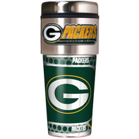 Green Bay Packers 16oz Travel Tumbler with Metallic Wrap Logo