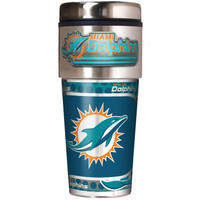 Miami Dolphins 16oz Travel Tumbler with Metallic Wrap Logo