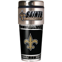 New Orleans Saints 16oz Travel Tumbler with Metallic Wrap Logo