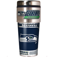 Seattle Seahawks 16oz Travel Tumbler with Metallic Wrap Logo
