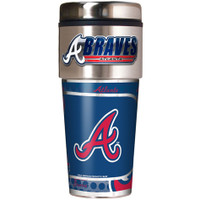 Atlanta Braves 16oz Travel Tumbler with Metallic Wrap Logo