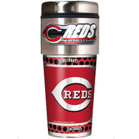 Cincinnati Reds 16oz Travel Tumbler with Metallic Wrap Logo