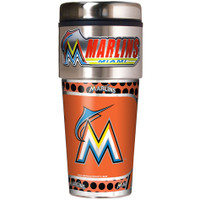 Miami Marlins 16oz Travel Tumbler with Metallic Wrap Logo