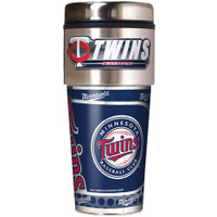 Minnesota Twins 16oz Travel Tumbler with Metallic Wrap Logo