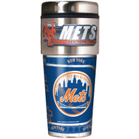 New York Mets 16oz Travel Tumbler with Metallic Wrap Logo