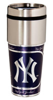 New York Yankees 16oz Travel Tumbler with Metallic Wrap Logo