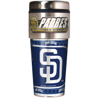 San Diego Padres 16oz Travel Tumbler with Metallic Wrap Logo