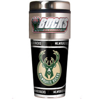 Milwaukee Bucks 16oz Travel Tumbler with Metallic Wrap Logo