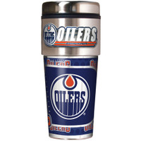 Edmonton Oilers 16oz Travel Tumbler with Metallic Wrap Logo