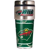 Minnesota Wild 16oz Travel Tumbler with Metallic Wrap Logo