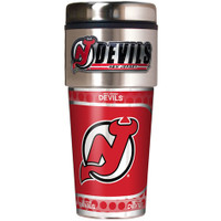 New Jersey Devils 16oz Travel Tumbler with Metallic Wrap Logo
