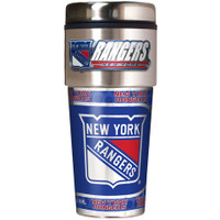New York Rangers 16oz Travel Tumbler with Metallic Wrap Logo