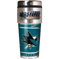 San Jose Sharks 16oz Travel Tumbler with Metallic Wrap Logo