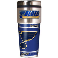 St. Louis Blues 16oz Travel Tumbler with Metallic Wrap Logo
