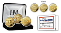 ***Denver Broncos Super Bowl 50 Champions 3pc Gold Coin Set w/Case LE