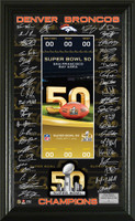 ***Denver Broncos Super Bowl 50 Champions Signature Ticket Framed LE