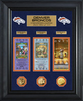 ***Denver Broncos Super Bowl 50 Champions Deluxe 3pc Gold Coin & Ticket Collection Framed LE