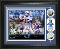  Peyton Manning Indianapolis Colts "Career" 2pc Silver Coin Photo Mint Framed LE 5,000
