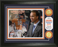  **Denver Broncos Peyton Manning Retirement 2pc Bronze Coin Photo Mint LE 