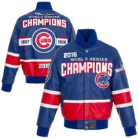  Chicago Cubs 2016 MLB World Series Champions Full Leather Jacket - Royal