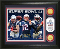    New England Patriots 2016 AFC Champions Player Signature Super Bowl LI 2pc Bronze Coin Photo Mint LE 5000