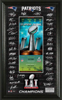                      New England Patriots  Super Bowl LI Champions Signature Ticket Framed LE 5000