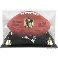          New England Patriots Logo Acrylic Gold Riser Football Display Case