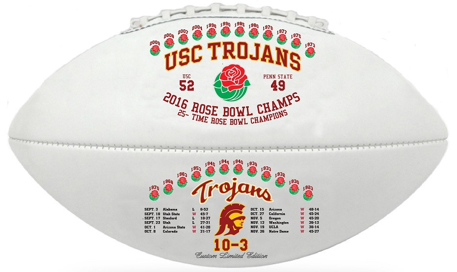 Usc Trojans 2016 Rose Bowl Champions Leather Football W