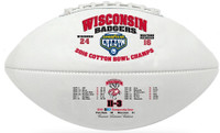  Wisconsin Badgers 2016 Cotton Bowl Champions Leather Football w/Scores LE 5000
