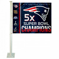                      New England Patriots 5X 2016 Super Bowl LI Champions Car Flag