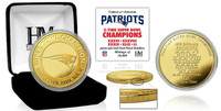                       New England Patriots 5 Time Super Bowl Championship 24k Gold Coin w/Case LE 5,000