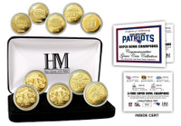                        New England Patriots 5 Time 5pc Super Bowl Championship 24k Gold Coin w/Case LE 5,000