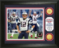                     New England Patriots Tom Brady 2016 Super Bowl LI Champions MVP 2pc Bronze Coin Photo Mint LE 5000
