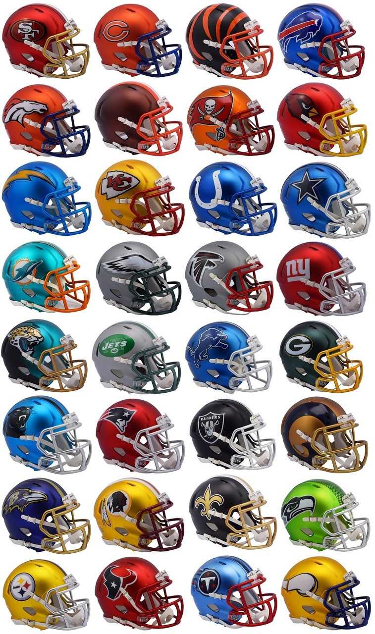 Nfl Team Set Of 32 Blaze Alternate Speed Riddell Mini Football Helmets