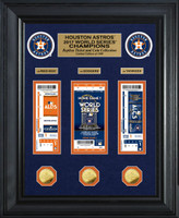                   Houston Astros Highland Mint 2017 World Series Champions 22" x 18" Deluxe Gold Coin & Ticket Collection LE 1000