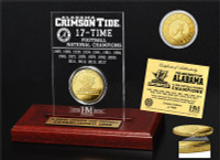                  Alabama Crimson Tide 2017 17-Time Football National Championship 24 Gold Coin Etched Display LE 5,000