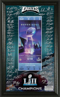                               Philadelphia Eagles Super Bowl LII Champions Signature Ticket Framed LE 5,000