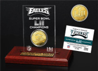                                                  Philadelphia Eagles Super Bowl LII Champions 24k Gold Coin Etched Acrylic Display LE 5,000