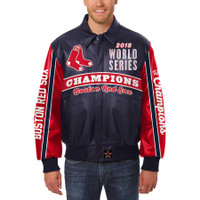 Boston Red Sox  2018 World Series Champions Logo Leather Jacket – Navy