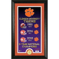 Clemson Tigers 2018 National Champions 3X Legacy 24k Gold Coin Photo Mint Framed 22" x 15" LE 5,000
