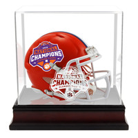 Clemson Tigers 2018 College Football Playoff National Championship Logo Revolution Speed Mini Football Helmet w/ Mahogany Mini Helmet Display Case